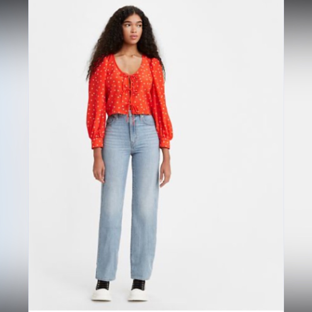 Levi’s high rise straight baggy cropped jeans baggy light wash In a pinch blue